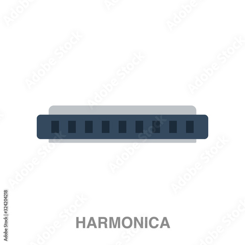 harmonica flat icon on white transparent background. You can be used black ant icon for several purposes.