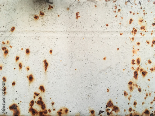 Pattern of Rust on white steel sheet  texture background © chalongrat