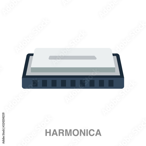harmonica flat icon on white transparent background. You can be used black ant icon for several purposes.