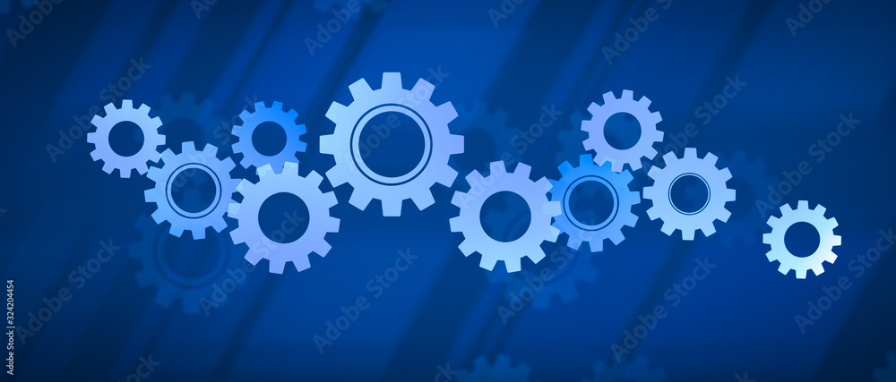 Drawing of cogs on dark blue backdrop Drawing of cogs on dark blue backdrop