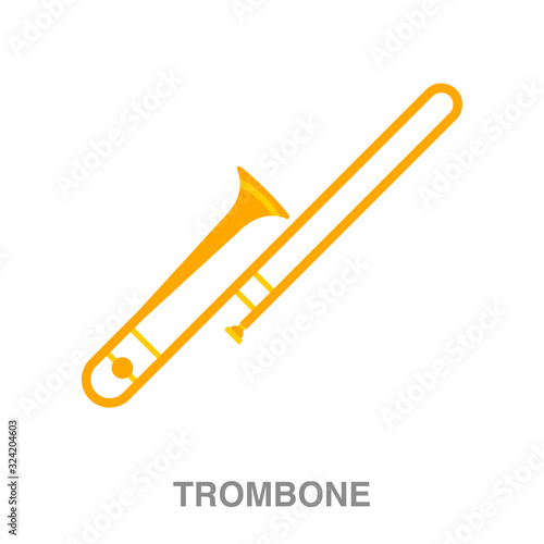 Trombone flat icon on white transparent background. You can be used black ant icon for several purposes.