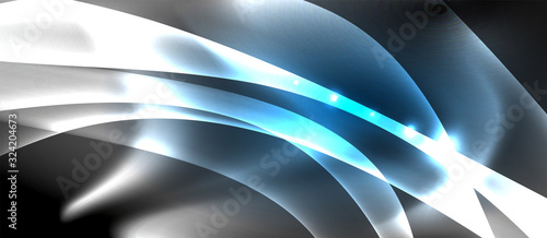 Abstract background. Shiny design neon waves with light effects, techno trendy design. Vector Illustration For Wallpaper, Banner, Background, Card, Book Illustration, landing page