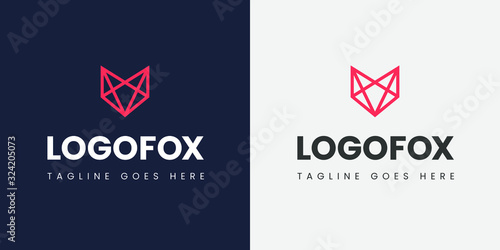 Flat logo design. Minimal and clean line fox logo template for business or personal.
