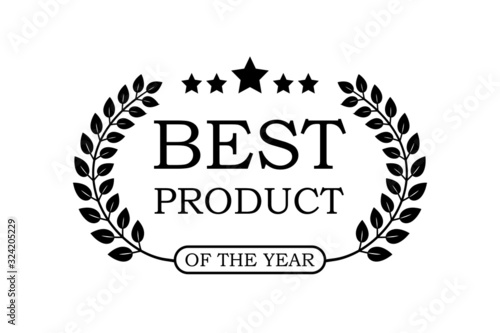 Best product of the year premium label design. Ribbon award icon isolated white background. Bestseller, badge, medal, guarantee quality product, business certificate 