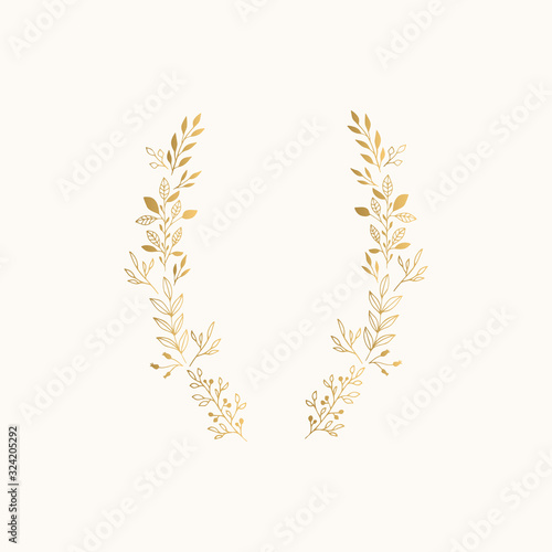 Wedding floral wreath. Oval luxury border. Botanical frame for invitation design. Vector isolated illustration.