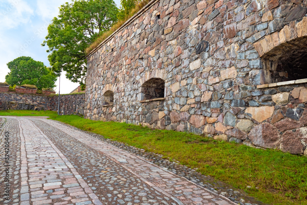 Helsinki. Finland. The Fortress Of Suomenlinna. Sveaborg. The Finnish fortress. Stone walls of the ancient fortress. Sights Of Helsinki. Historical monuments of Scandinavia