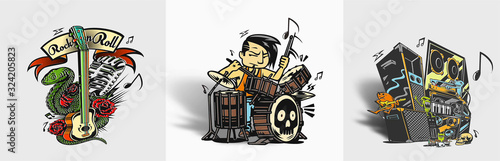 Set of Musical Dj instruments Design, Vector Illustration.