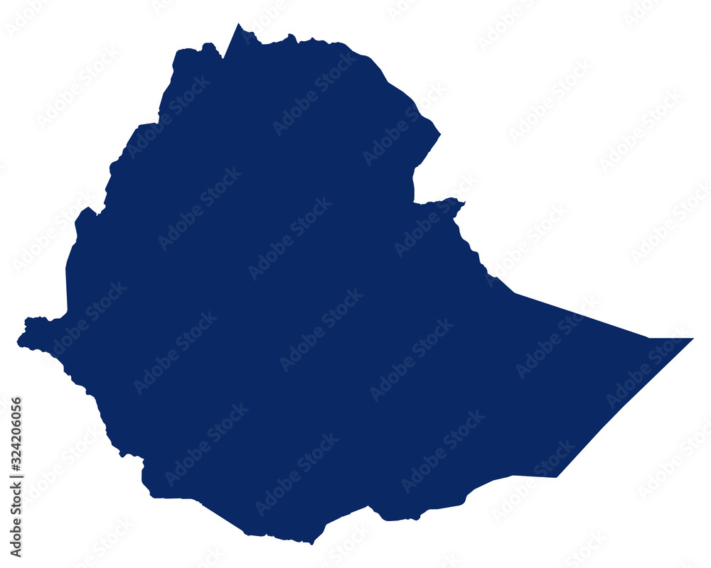 Karte von Äthiopien in blauer Farbe