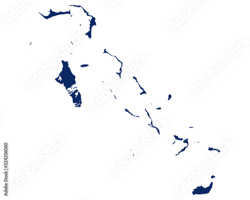 Karte der Bahamas in blauer Farbe