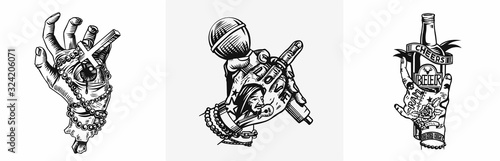 Set of Human hand gesture, vector illustration.