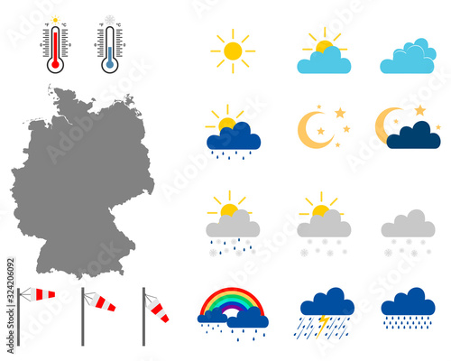 Karte von Deutschland mit Wettersymbolen