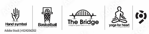 Modern Bridge basketball yoga Logo Design Element.