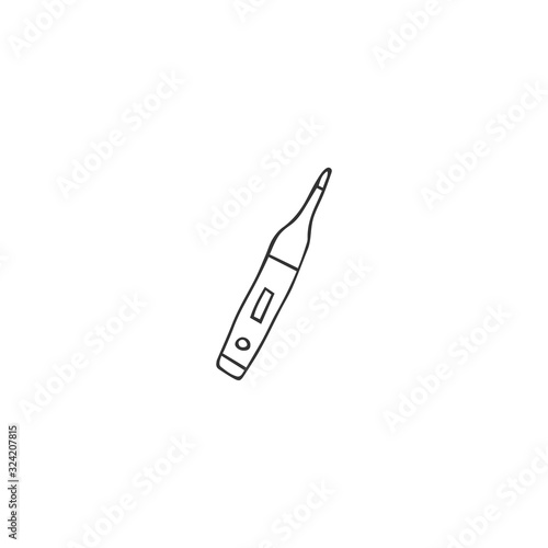 Vector hand drawn icon, a thermometer, medical instrument.