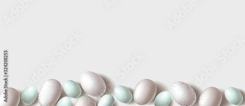 Easter Background with white and blue Dyed Eggs Decoration Vector 