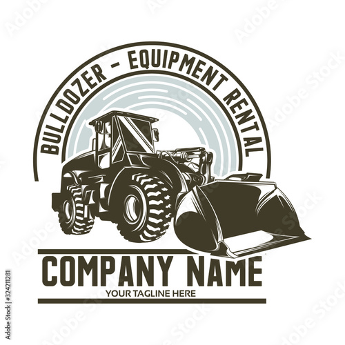 Bulldozer logo design template design vector