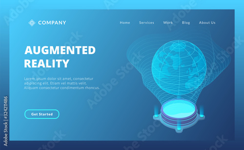 ar augmented reality technology concept with world projection hologram with isometric style