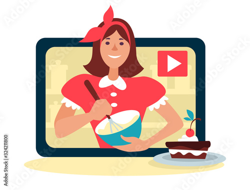 Food blog isolated icon, cooking or baking classes online video