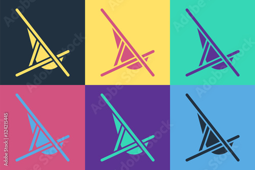 Pop art Sunbed icon isolated on color background. Vector Illustration