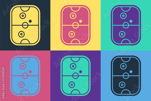 Pop art Air hockey table icon isolated on color background. Vector Illustration