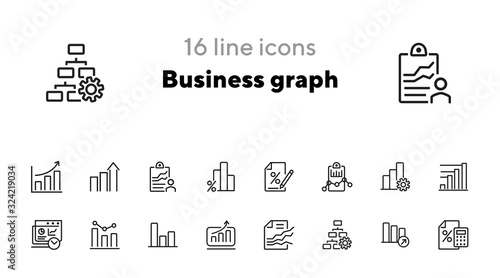 Business graph line icon. Set of line icon on white background. Analytics, profit counting, presentation. Marketing concept. Vector illustration can be used for topics like business, finance, banking