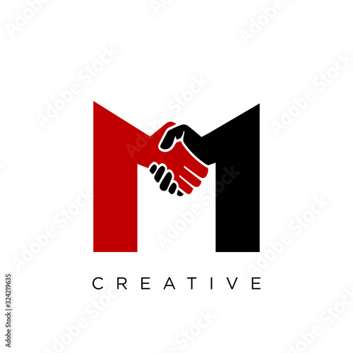 m handshake abstract business logo