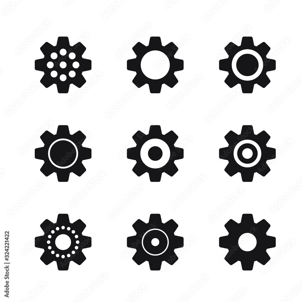Vector gear icons set on white background Vector gear icons set on white background