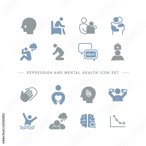 DEPRESSION AND MENTAL HEALTH ICON SET