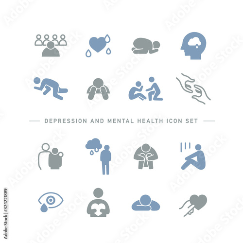 DEPRESSION AND MENTAL HEALTH ICON SET