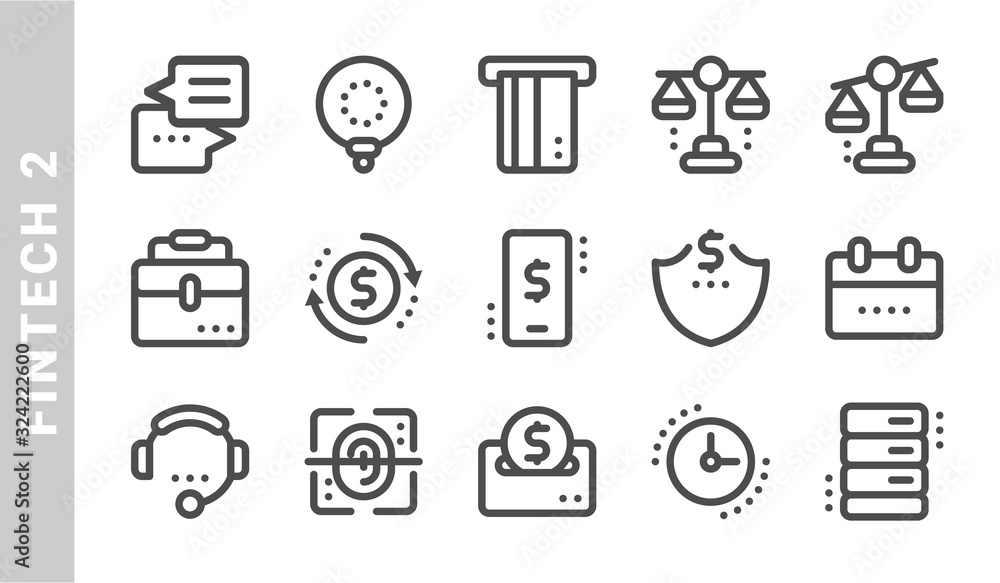 fintech 2 icon set. Outline Style. each made in 64x64 pixel fintech 2 icon set. Outline Style. each made in 64x64 pixel