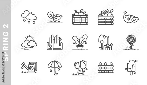 spring 2 icon set. Outline Style. each made in 64x64 pixel