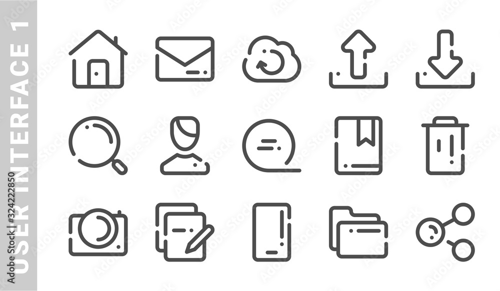 user interface 1 icon set. Outline Style. each made in 64x64 pixel user interface 1 icon set. Outline Style. each made in 64x64 pixel