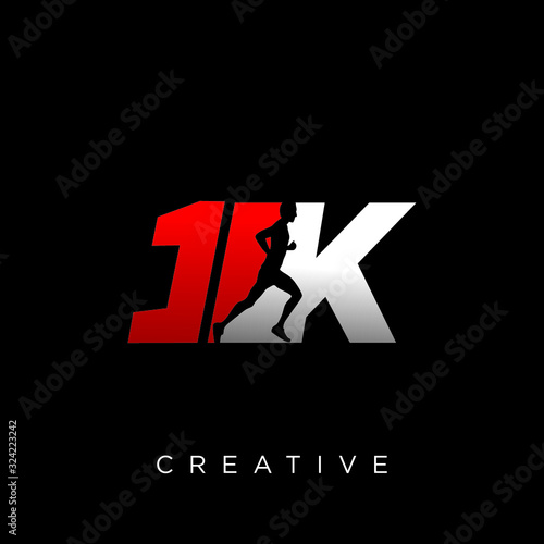 1k run logo design vector icon  