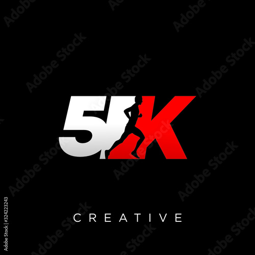 5k run logo design vector icon
