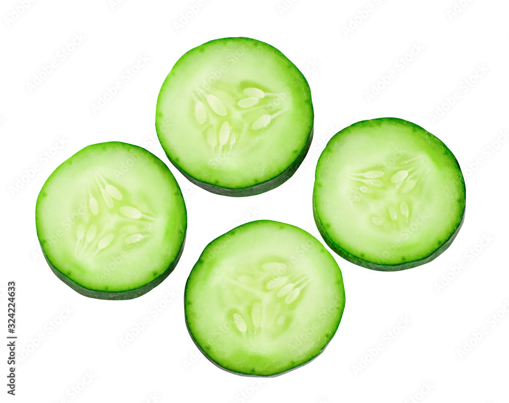 Sliced cucumber isolated on a white background. Sliced cucumber isolated on a white background.