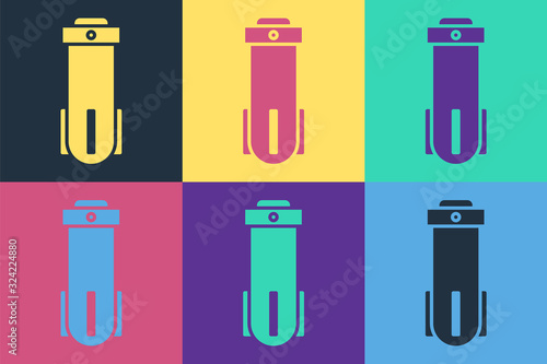 Pop art Water filter icon isolated on color background. System for filtration of water. Reverse osmosis system. Vector Illustration