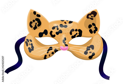 Carnival cat mask isolated on a white background. Vector graphics.