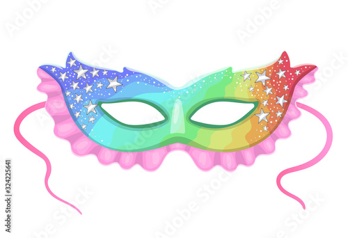Multicolored carnival mask with stars isolated on a white background. Vector graphics. © Екатерина Зирина