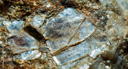 Close-up of a mica gneiss with large crystals of muscovite, a light mica photo