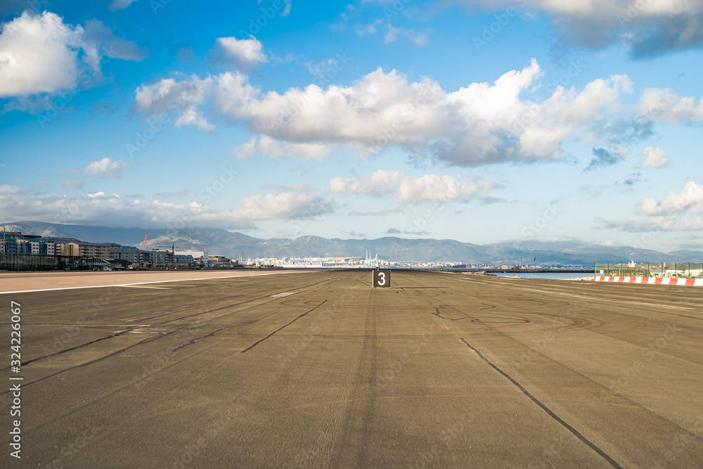 Airplane landing at Gibraltar airport