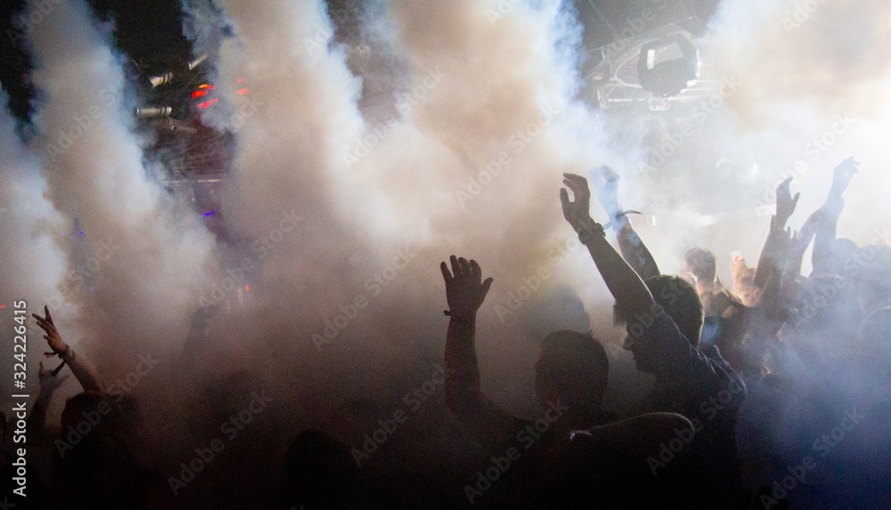 Party at the club in Lloret de Mar, Spain.