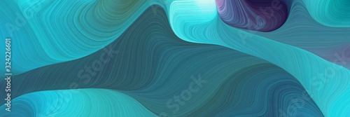 dynamic horizontal banner with teal blue, turquoise and light sea green colors. dynamic curved lines with fluid flowing waves and curves © Eigens
