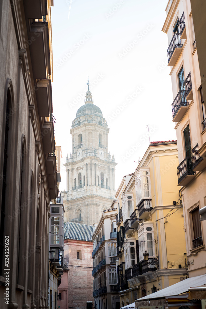 Different photographs of the cathedral of Malaga, Spain