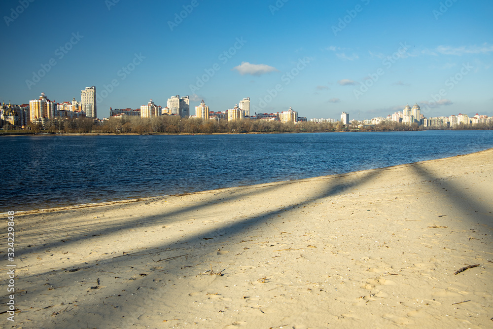 Sandy bank of the Dnieper river.