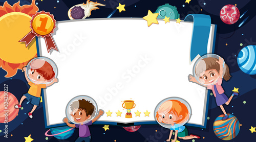 Frame template design with space theme