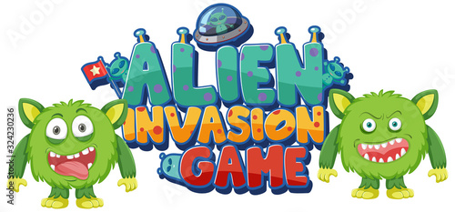 Sticker template for word alien invasion game