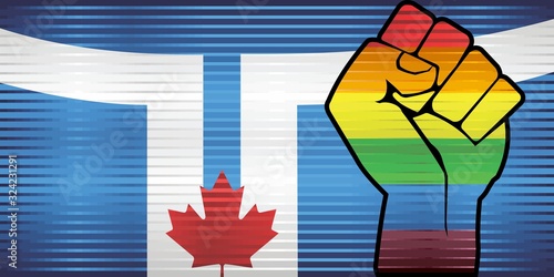 Shiny LGBT Protest Fist on a Toronto Flag - Illustration,  Abstract Shiny Toronto and Gay flags