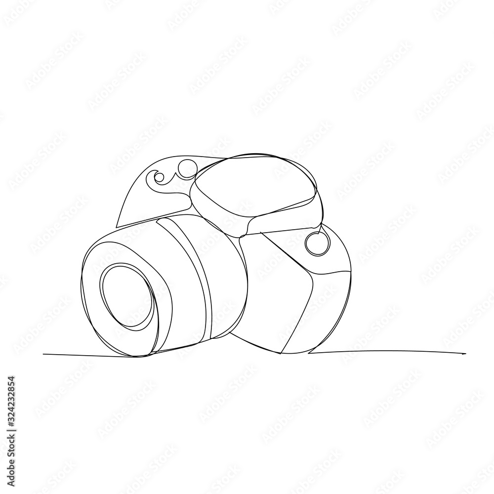 single line drawing of a camera Stock Vector | Adobe Stock