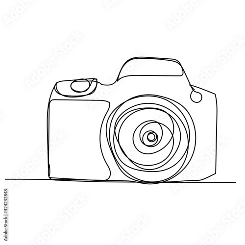 single line drawing of a camera