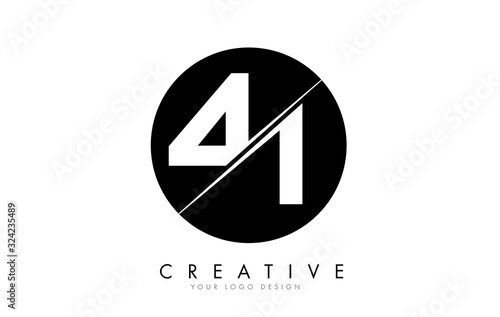 41 4 1 Number Logo Design with a Creative Cut and Black Circle Background.
