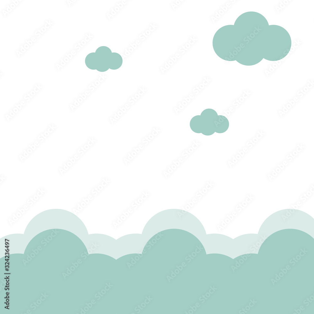 Blue clouds background cartoon funny vector illustration